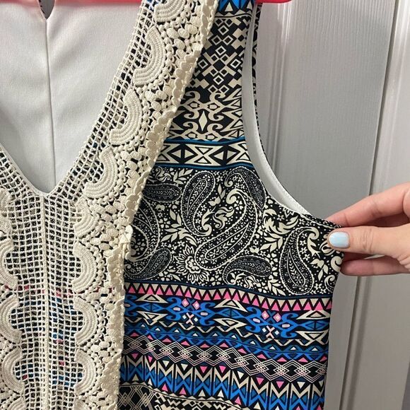 AS U WISH Multicolor aztec mixed prints lace dress m - Picture 3 of 9